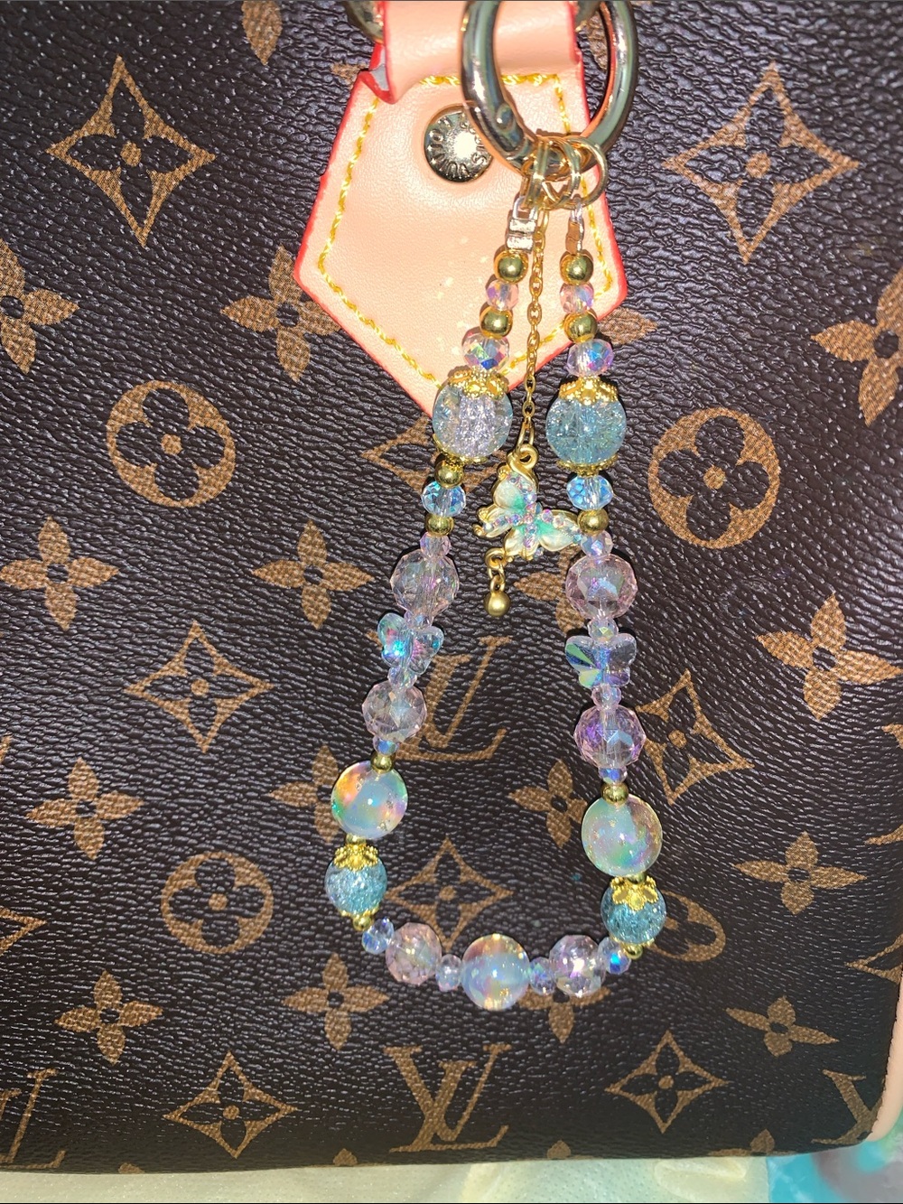 Aurora borealis Crystal purse/bag charm keychain